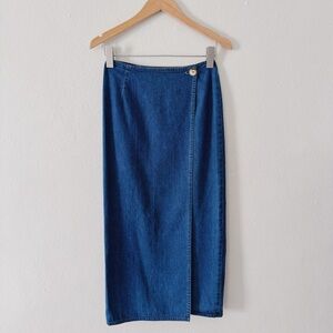 80s/90s VINTAGE HIGH WAIST DENIM MAXI SKIRT